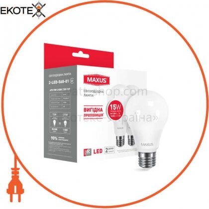 Maxus 2-LED-568-01 лампа светодиодная a70 15w 4100k 220v e27 (по 2 шт.)