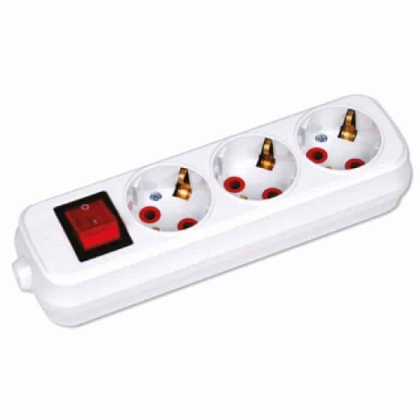 Колодка 3 гнізда з заземленням и вимикачем, Horoz Electric, 200-300-302