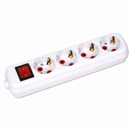 Колодка 4 гнізда з заземленням и вимикачем, Horoz Electric, 200-400-402