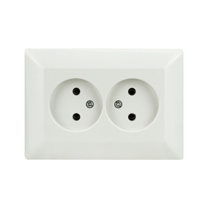Розетка подвійна без заземлення біла ODAK, Horoz Electric, 210-010103-244