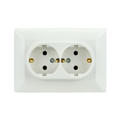 Розетка подвійна з заземленням біла ODAK, Horoz Electric, 210-010103-245