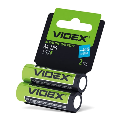 Батарейка лужна Videx LR6/AA 2шт SHRINK CARD, Videx, 21162