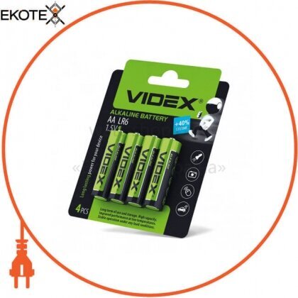 Videx 21163 videx батарейка щелочная lr6/aa 4 pcs blister card 40 шт/уп