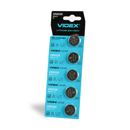 Батарейка літієва Videx CR2032 5шт BLISTER CARD, Videx, 22761