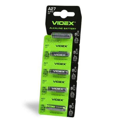 Батарейка лужна Videx А27 5шт BLISTER CARD, Videx, 22822