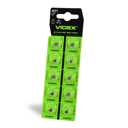 Батарейка годинникова Videx AG 1/LR621 BLISTER CARD 10 шт, Videx, 23265