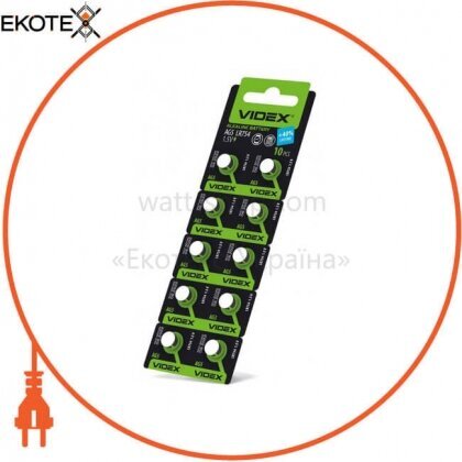 Videx 23268 батарейка часовая videx  ag 5 (lr754) blister card 10 pc 100 шт/уп