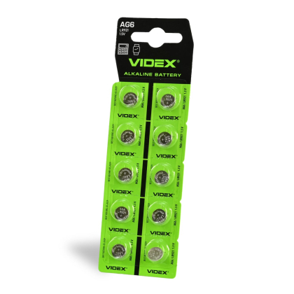 Батарейка годинникова Videx AG 6/LR921 BLISTER CARD 10 шт, Videx, 23269