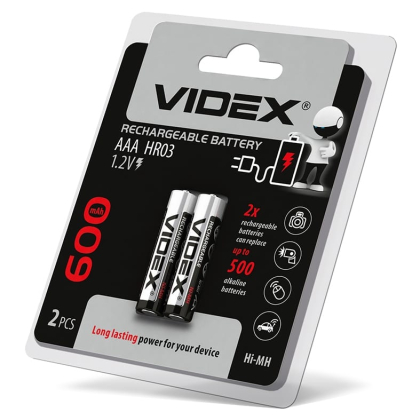 Акумулятори Videx HR03 / AAA 600mAh double blister/2шт, Videx, 23334