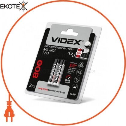 Videx 23335 аккумуляторы videx hr03/aaa 800mah double blister/2pcs 20 шт/уп