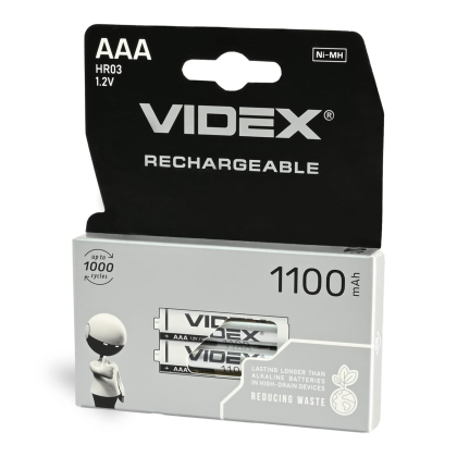 Акумулятори Videx HR03/AAA 1100mAh double blister/2шт, Videx, 23337
