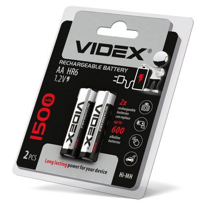 Акумулятори Videx HR6/AA 1500mAh double blister/2шт, Videx, 23339