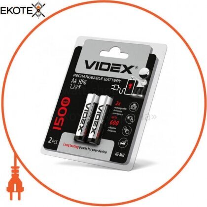 Videx 23339 аккумуляторы videx hr6/aa 1500mah double blister/2pcs 20 шт/уп