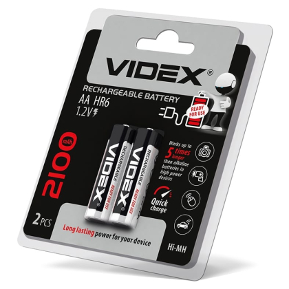 Акумулятори Videx HR6/AA 2100mAh double blister/2шт, Videx, 23340