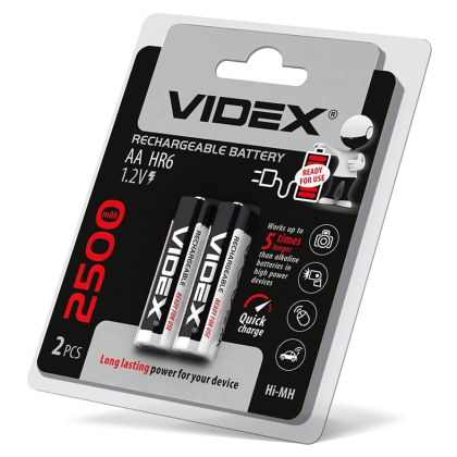 Акумулятори Videx HR6/AA 2500mAh double blister/2шт, Videx, 23341
