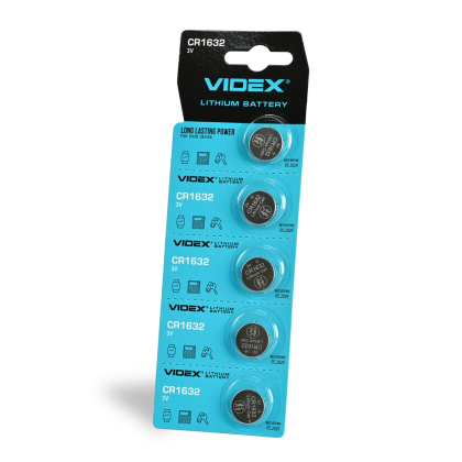 Батарейка літієва Videx CR1632 5шт BLISTER CARD, Videx, 23372