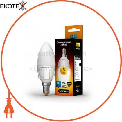LED лампа VIDEX C37 6W E14 4100K 220V, Videx, 23390