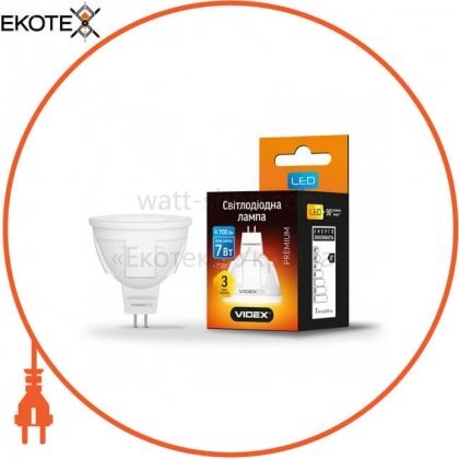 LED лампа VIDEX MR16 7W GU5.3 4100K 220V, Videx, 23401