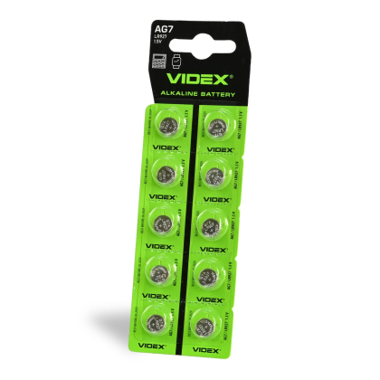 Батарейка годинникова Videx AG 7/LR926 BLISTER CARD 10 шт, Videx, 23423