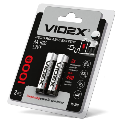 Акумулятори Videx HR6/AA 1000mAh double blister/2шт, Videx, 23460