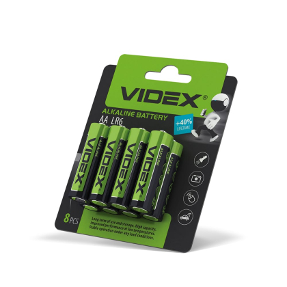 Батарейка лужна Videx LR6/АА 8шт BLISTER CARD, Videx, 23483