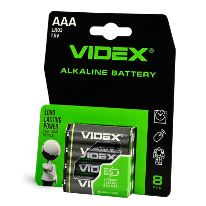Батарейка лужна Videx LR03/AAA 8шт Blister Card, Videx, 23484