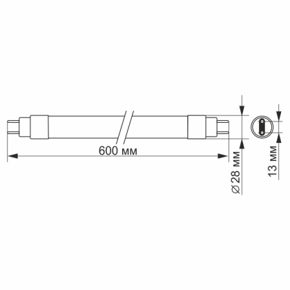 LED лампа VIDEX T8b  9W 0.6M 4100K матова, Videx, 23485