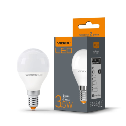LED лампа VIDEX  G45e 3.5W E14 3000K, Videx, 23499