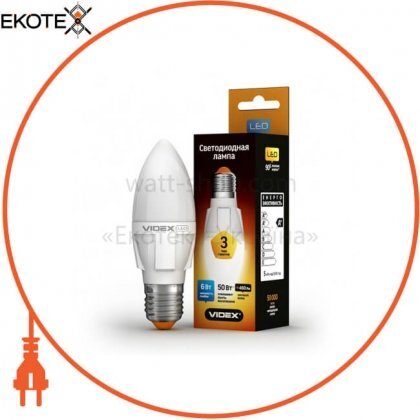 LED лампа VIDEX C37 6W 4100K E27 220V, Videx, 23521