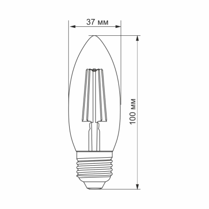 LED лампа VIDEX Filament C37F 4W E27 4100K, Videx, 23681