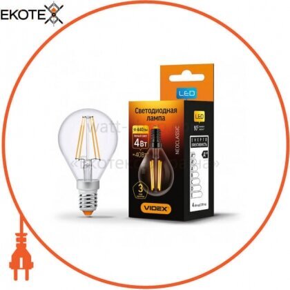 LED лампа VIDEX G45F 4W E14 4100K 220V, Videx, 23687