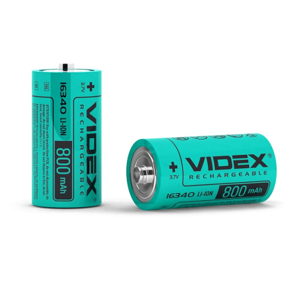 Акумулятор Videx літій-іонний 16340 (без захисту) 800mAh bulk/1шт, Videx, 23809