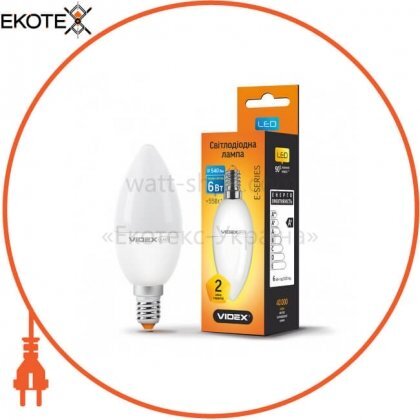 LED лампа VIDEX C37e 6W E14 3000K 220V, Videx, 23885