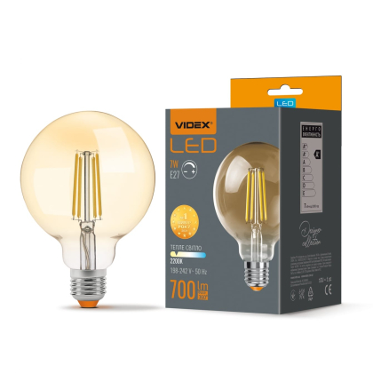 LED лампа VIDEX Filament G95FAD 7W E27 2200K дімерна бронза, Videx, 23977