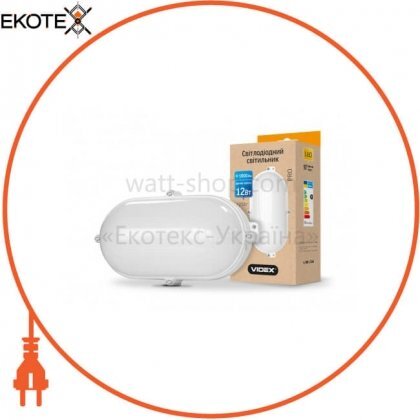 LED світильник (ЖКГ) овальний VIDEX 12W 5000K 220V білий, Videx, 24036