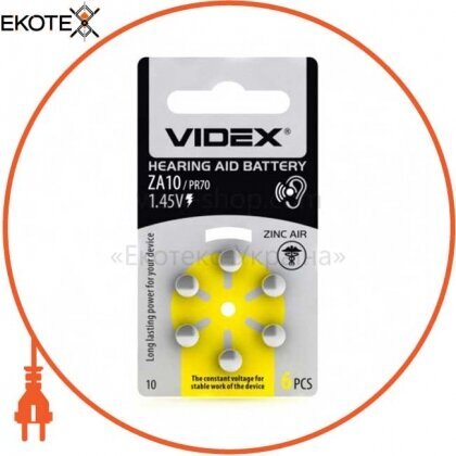 Videx 24216 videx батарейка воздушно цинковая videx za10 (pr70) blister6