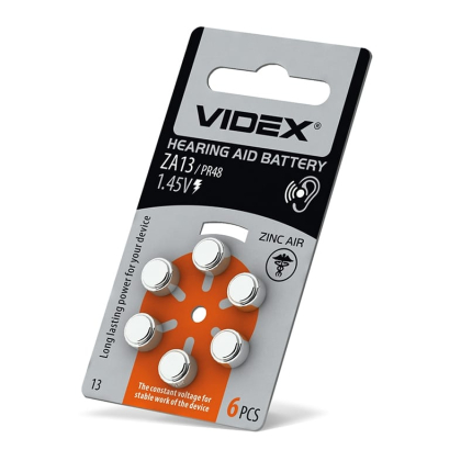 Батарейка повітряно цинкова Videx ZA13 (PR48) BLISTER 6, Videx, 24217