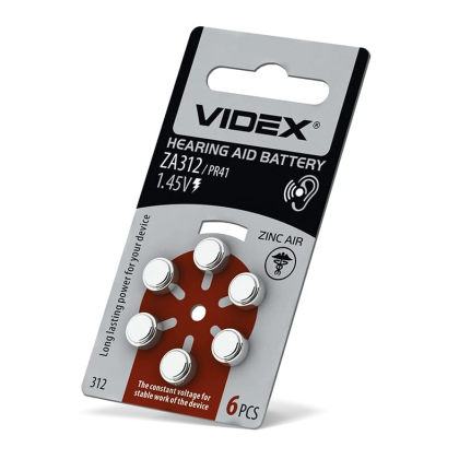 Батарейка повітряно цинкова Videx ZA312 (PR41) BLISTER 6, Videx, 24218