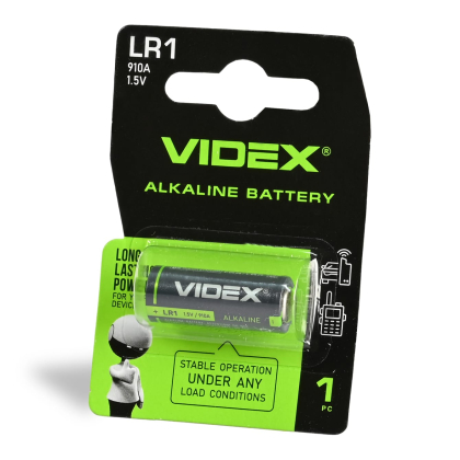 Батарейка лужна Videx LR1 1шт BLISTER, Videx, 24235
