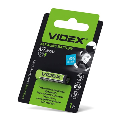 Батарейка лужна Videx А27 1шт BLISTER CARD, Videx, 24237
