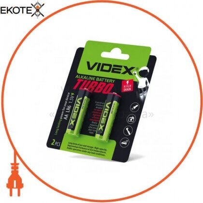 Videx 24238 videx батарейка щелочная lr6/aa turbo 2pcs blister (20/360)
