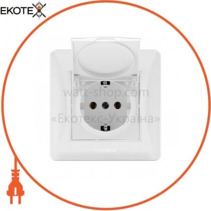 VIDEX BINERA Розетка біла 1а із заземленням і кришкою (VF-BNSK1GC-W) (20/120), Videx, 24436