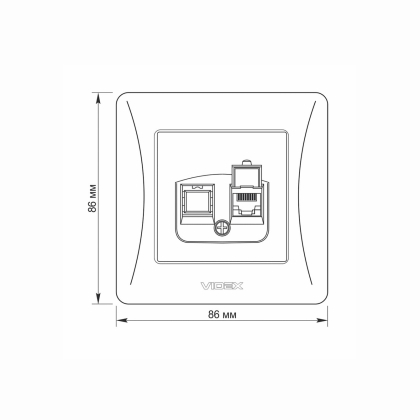 Розетка CAT6 одинарна комп'ютерна біла VIDEX BINERA, Videx, 24439