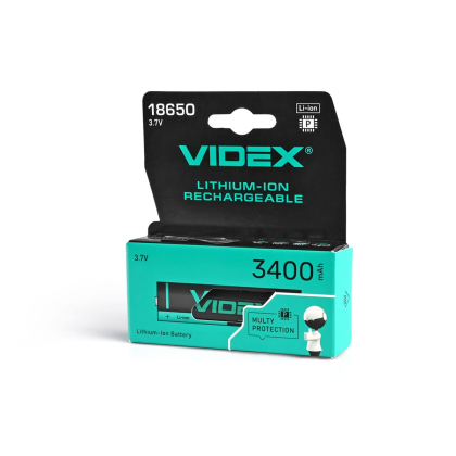 Акумулятор Videx літій-іонний 18650-P (захист) 3400mAh color box/1шт, Videx, 24453