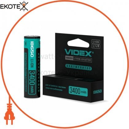Videx 24453 аккумулятор videx li-ion 18650-p(защита) 3400mah color box/1pc 20 шт/уп