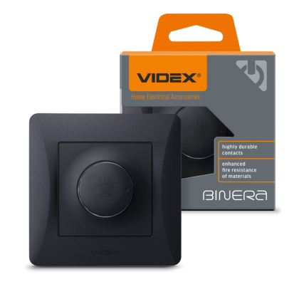 Димер 600Вт чорний графіт VIDEX BINERA, Videx, 24464
