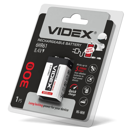 Акумулятори Videx 6HR61 300mAh blister/1шт, Videx, 24477