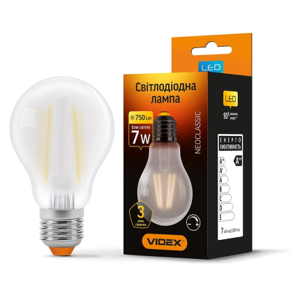 LED лампа VIDEX Filament A60FMD 7W E27 4100K дімерна, Videx, 24560