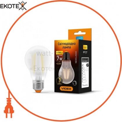 Videx 24560 led лампа videx filament a60fmd 7w e27 4100k 220v диммерная