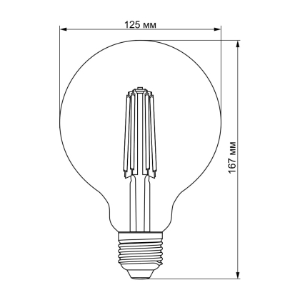 LED лампа VIDEX Filament G125FAD 7W E27 2200K дімерна бронза, Videx, 24561